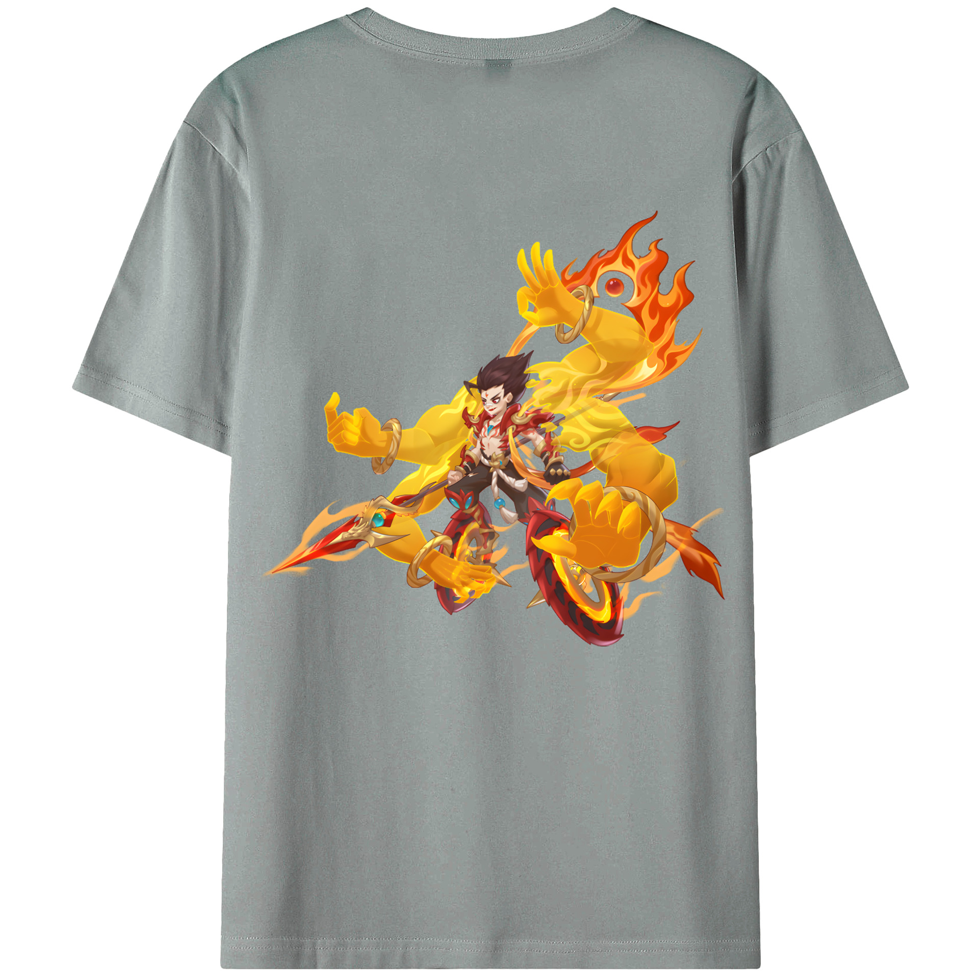 （画像用） Ne Zha 2 ナタ 魔童の大暴れ 綿100％ メンズ半袖Tシャツ（バックプリント） 通気性